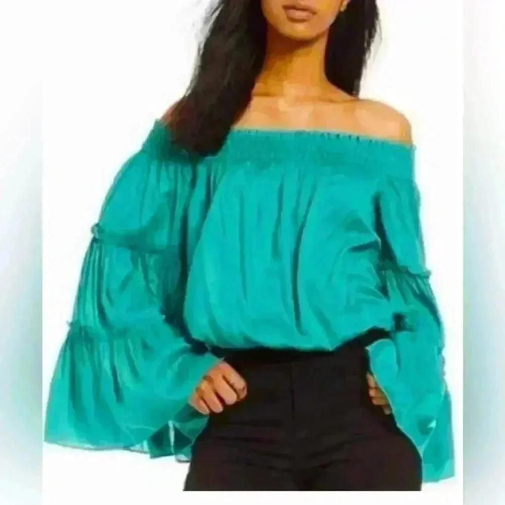 Free People Free Spirit Off Shoulder Cropped Blouse Top Size XS